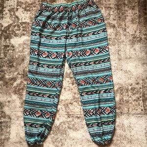 Aztec Print Silk Joggers